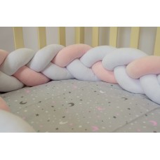 Бортик косичка в детскую кроватку - Cream Pink