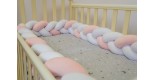 Бортик косичка в детскую кроватку - Cream Pink