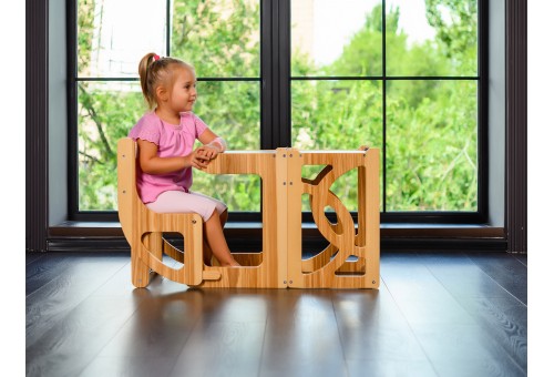 Башня помощника (детская стремянка), Стул Башня Монтессори трансформируемая в стол и стул со спинкой